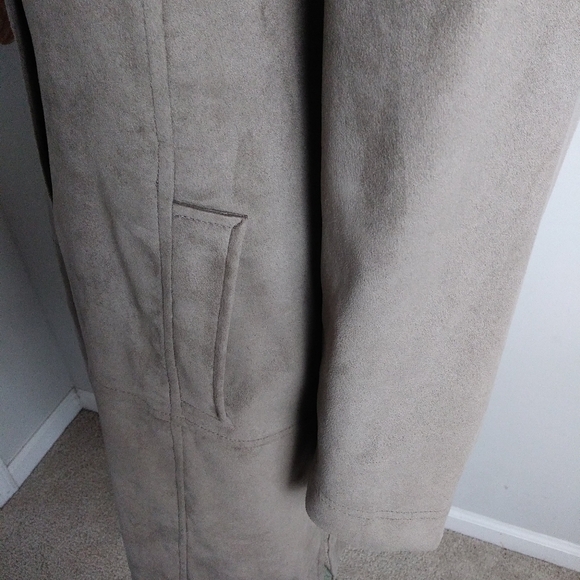 J.Jill tall M lightweight jacket gray/tan midi y2k faux‎ suede fabric classic - Picture 2 of 8